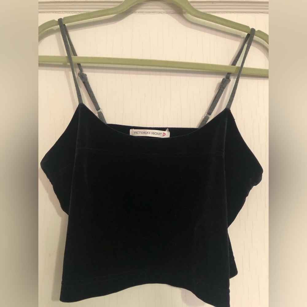 Victoria’s Secret black velvet cropped top. Size M. Great condition